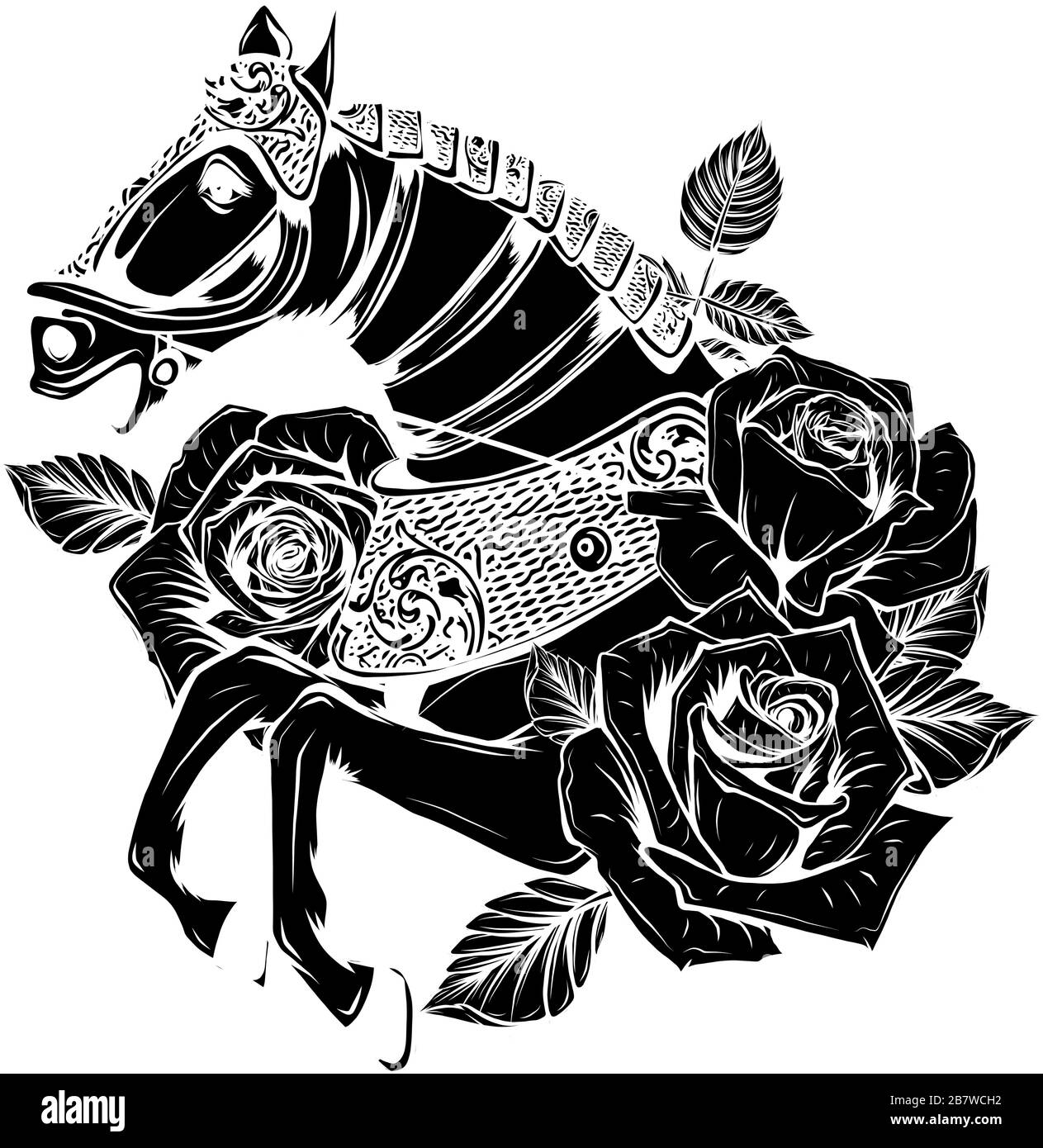 horse negativo icona logo disegno vettoriale illustrazione Illustrazione Vettoriale