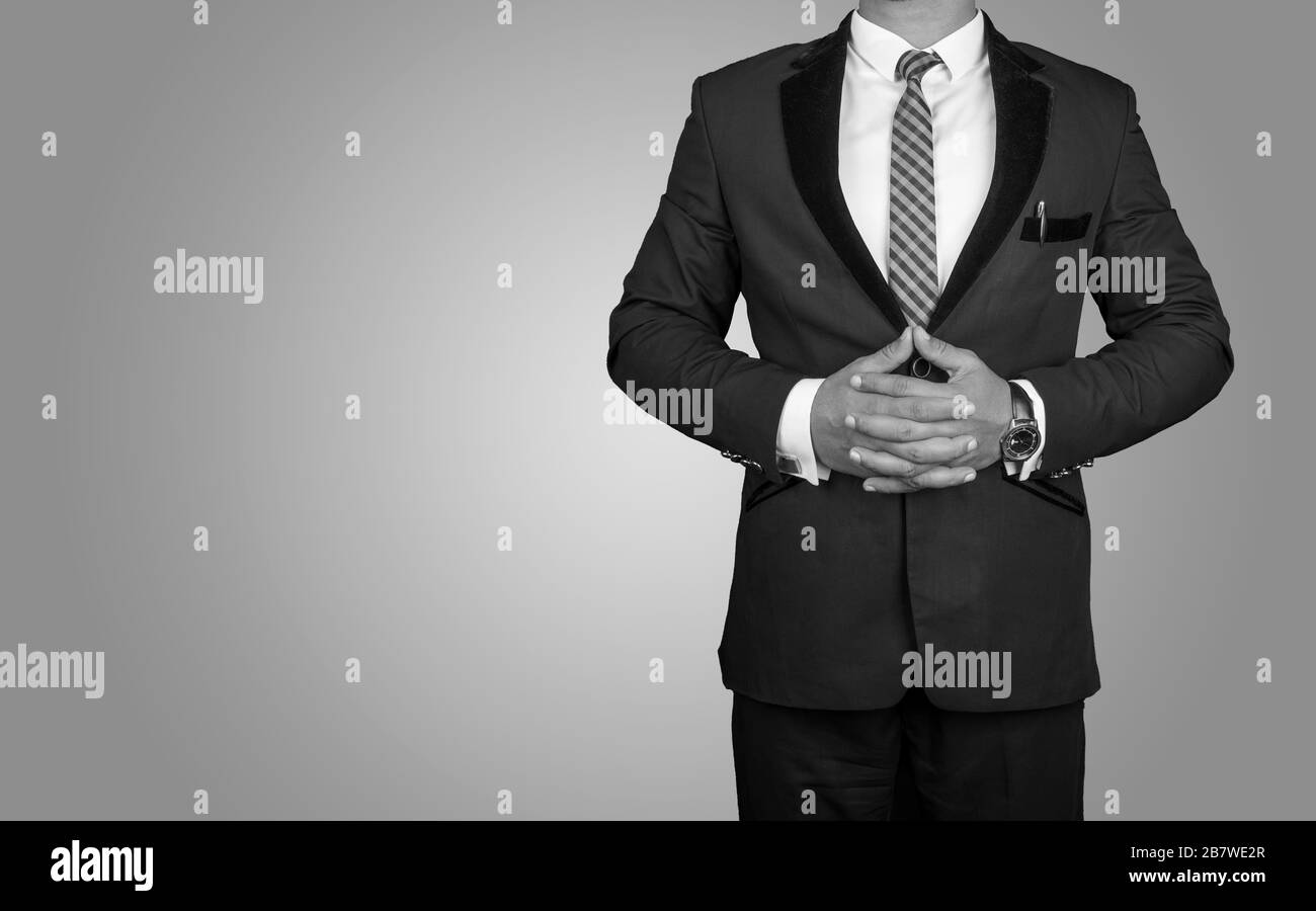 Uomo d'affari professionista su banner in bianco e nero Foto Stock