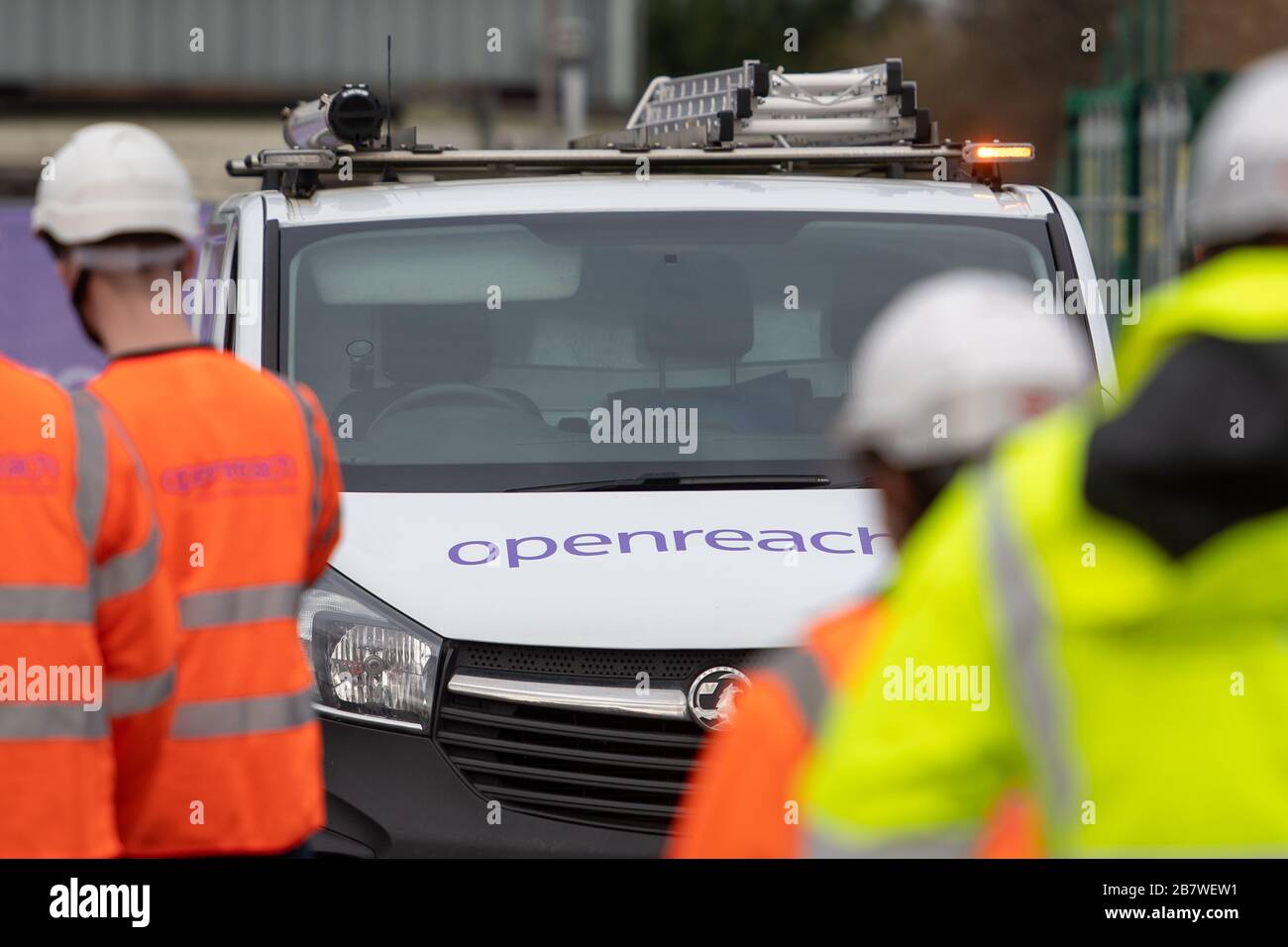 Un furgone Openreach presso il centro di formazione Openreach di Peterborough Foto Stock