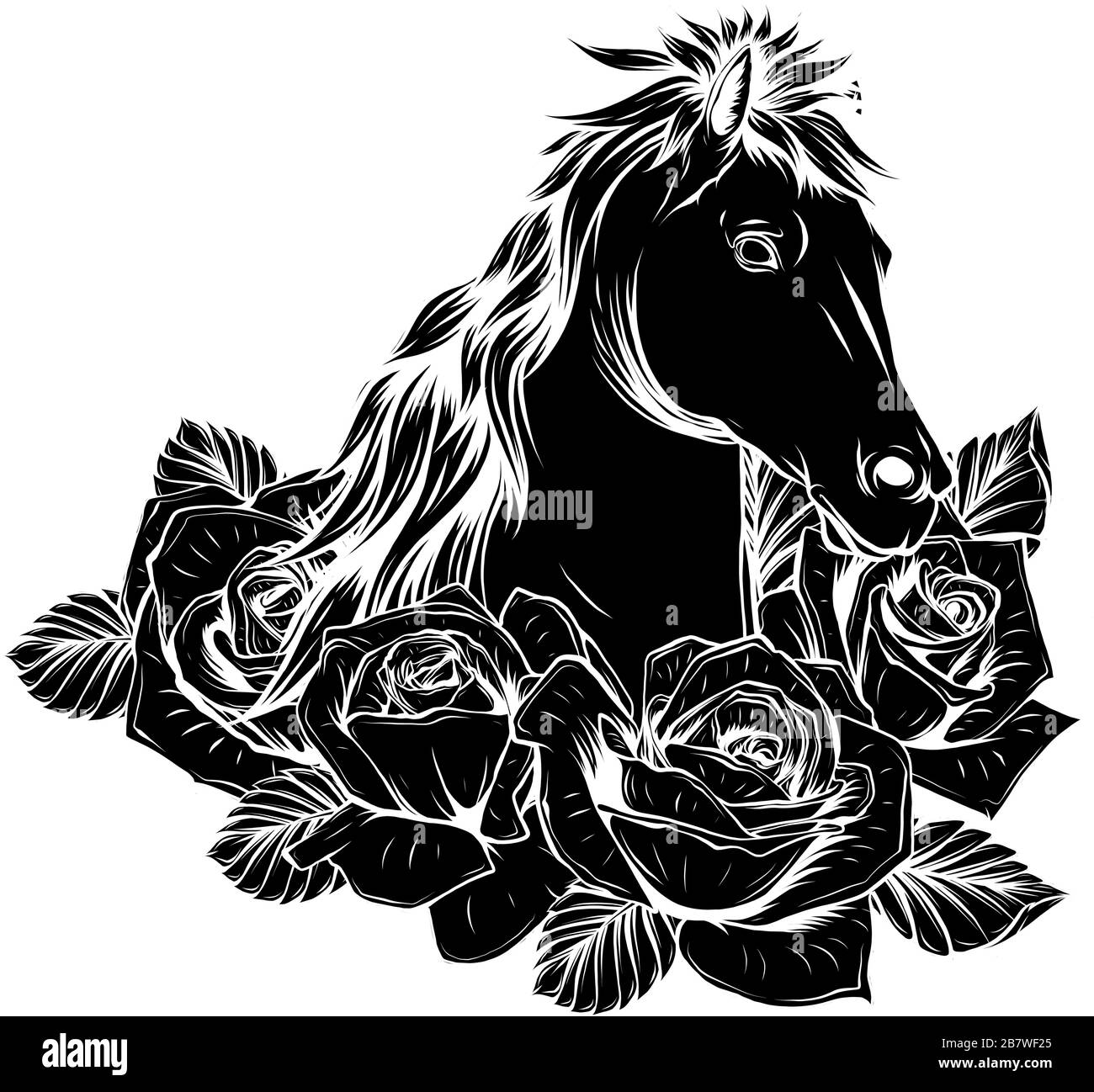 horse negativo icona logo disegno vettoriale illustrazione Illustrazione Vettoriale