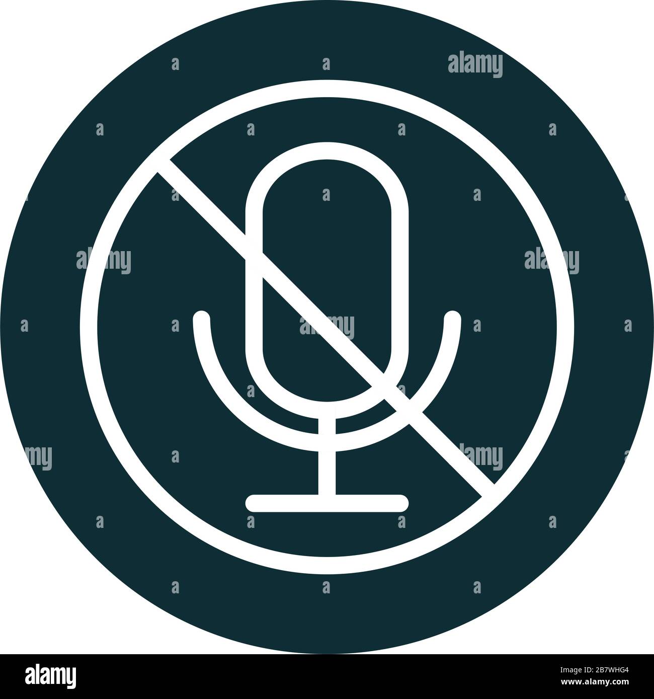 immagine vettoriale dell'icona del blocco audio del microfono disattivato Illustrazione Vettoriale