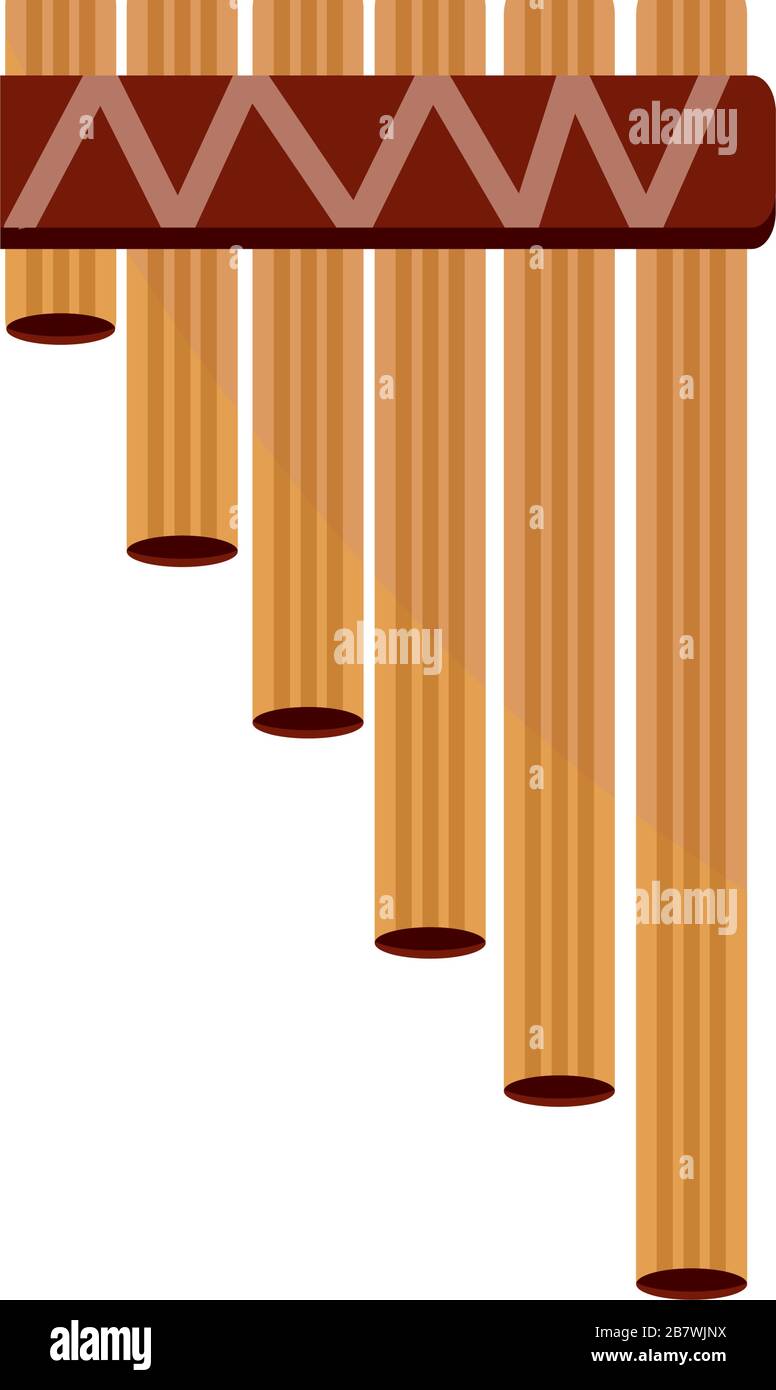bambù flauto vento strumento musicale vettore illustrazione icona isolata Illustrazione Vettoriale