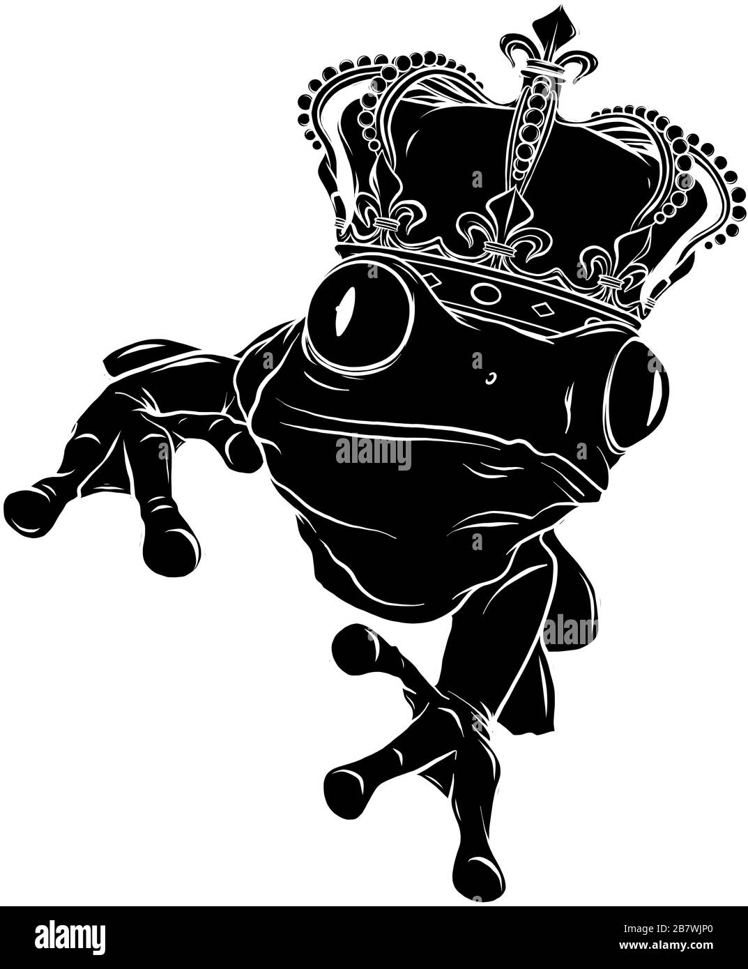 Cartoni animati illustrazione di una rana che indossa una corona. Vettore Illustrazione Vettoriale