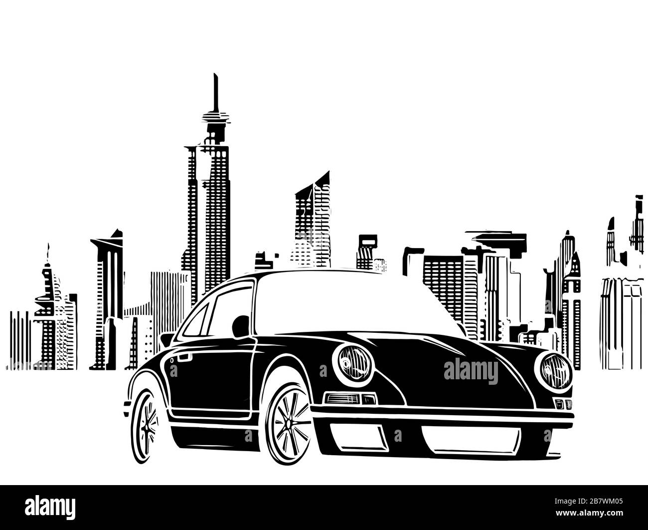 Vecchia macchina da corsa con grunge sullo sfondo della città Illustrazione Vettoriale Vecchia macchina da corsa con grunge sullo sfondo della città Illustrazione Vettoriale