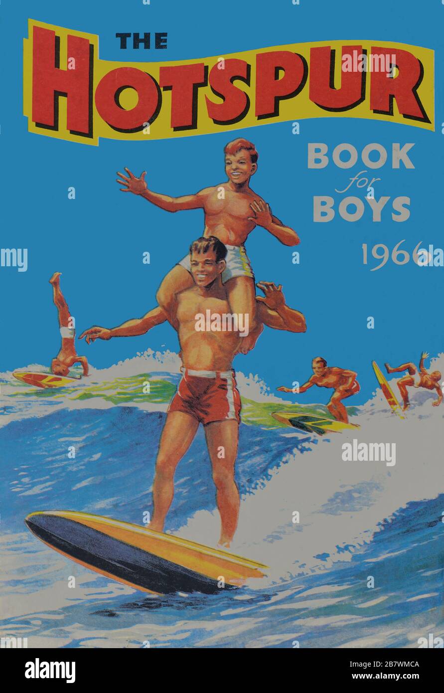 Surfers sulla copertina del libro Hotspur per ragazzi annuale. 1966 Foto Stock