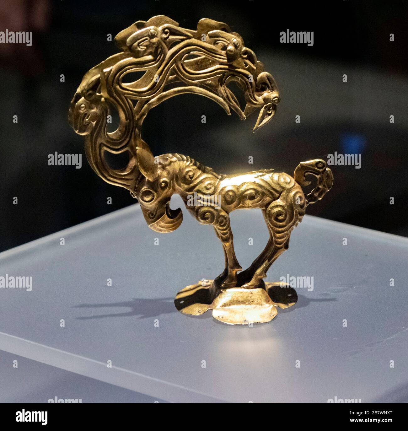 bestia mitologica d'oro, Museo storico Shaanxi, Xian, Cina Foto Stock