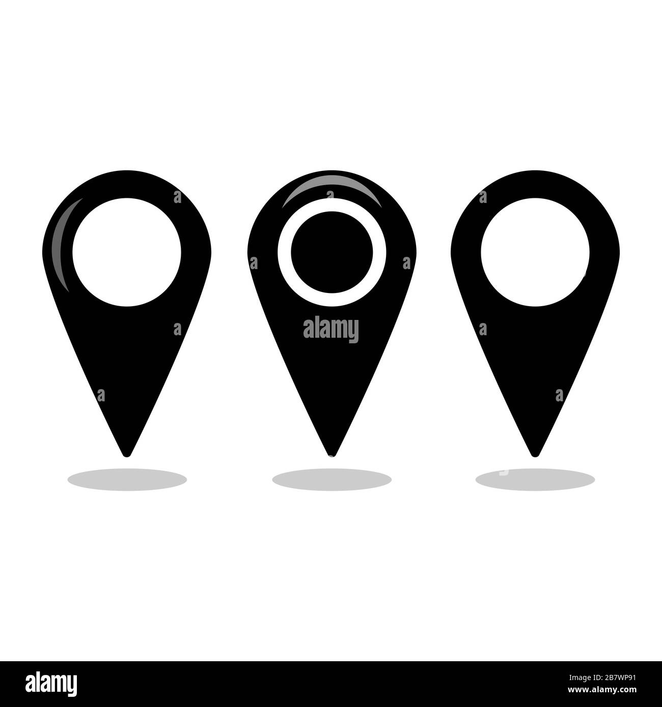 Set di icone della mappa di posizione, puntatore gps per contrassegnare la raccolta vettoriale Illustrazione Vettoriale