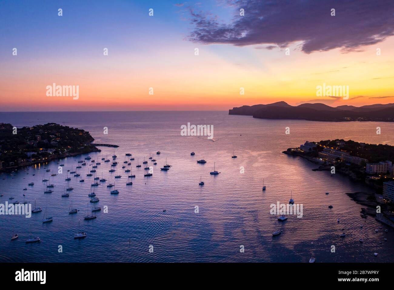 Vista aerea su Costa de la calma e Santa Ponca, Costa de la calma, regione Caliva, Maiorca, Isole Baleari, Spagna Foto Stock