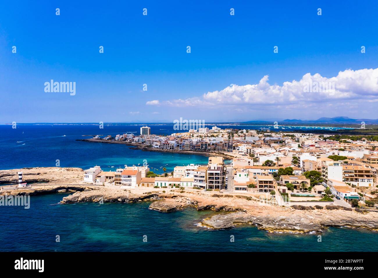 Foto aeree, Colonia de Sant Jordi, Cala Galiota, Maiorca, Isole Baleari Spagna Foto Stock