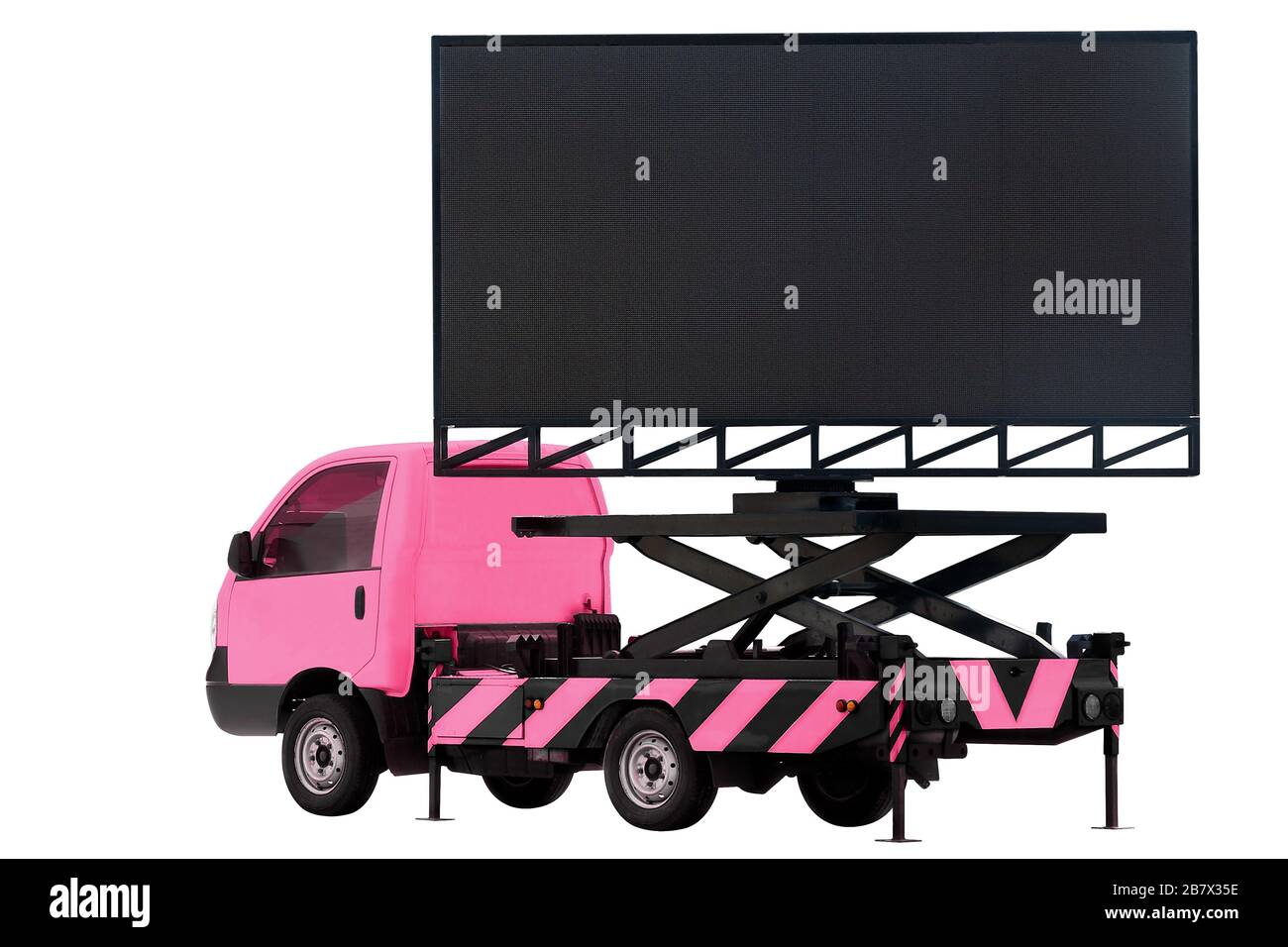Affissioni su auto colore rosa pannello LED per segnaletica Pubblicità isolato su sfondo bianco Foto Stock