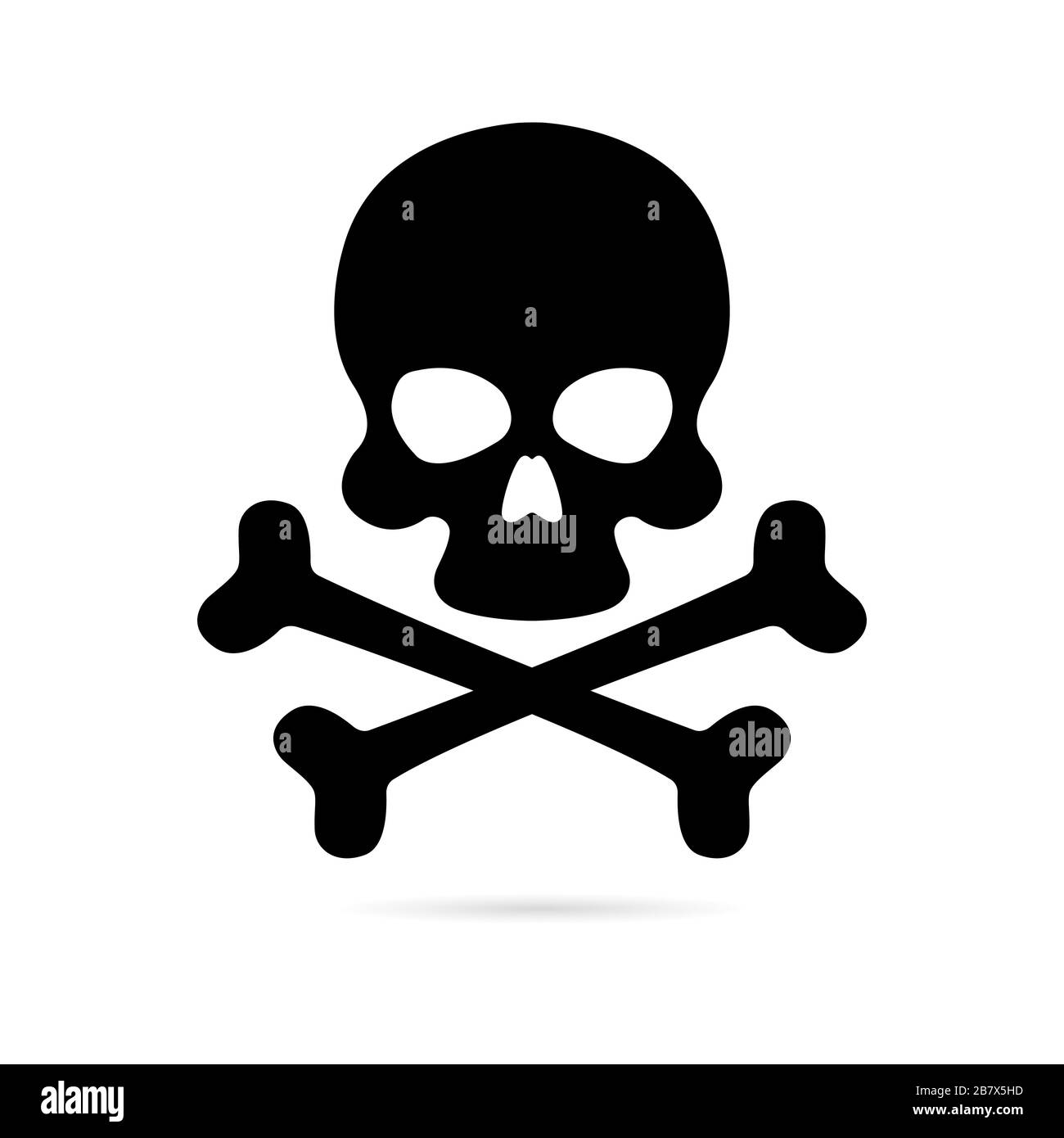 Icona cranio e crossbones su sfondo bianco. Simbolo di morte, simbolo di pericolo o veleno stile piatto per applicazioni e siti web. Illustrazione vettoriale Illustrazione Vettoriale