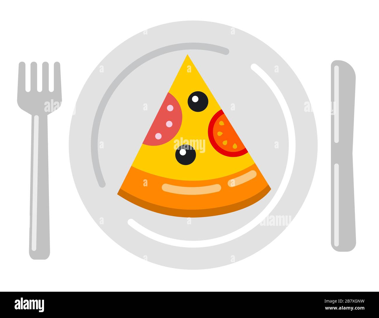 illustrazione della fetta dell'icona del salame della pizza Illustrazione Vettoriale