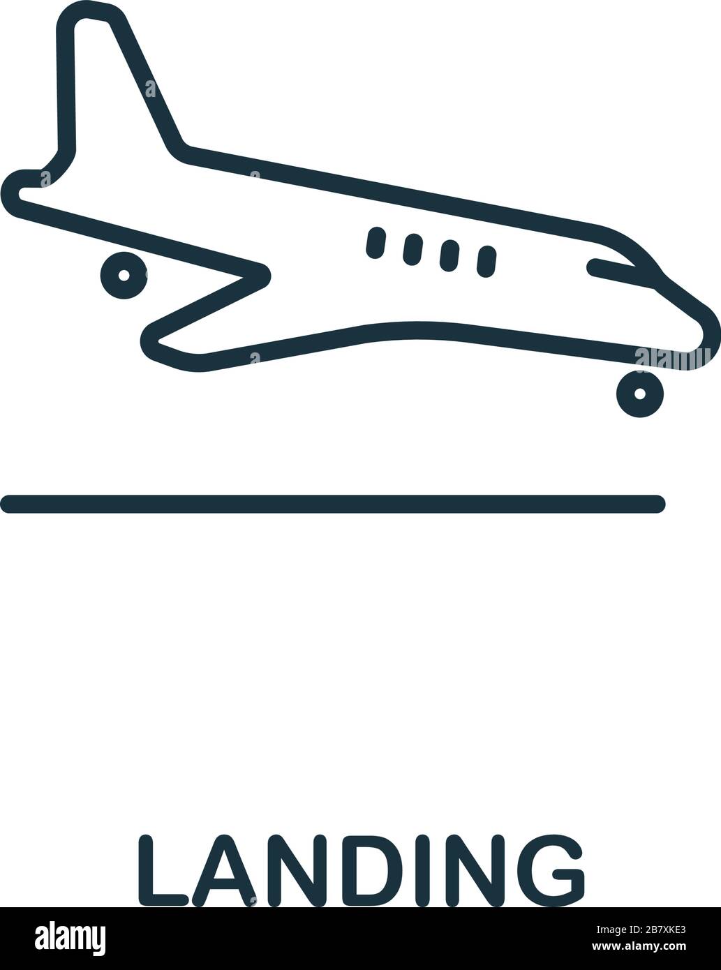 Icona di atterraggio dalla collezione dell'aeroporto. Semplice linea Landing icona per modelli, web design e infografica Illustrazione Vettoriale