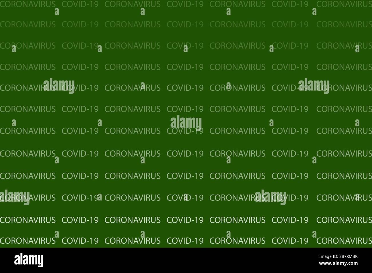 Coronavirus e COVID-19 parole su sfondo verde Foto Stock