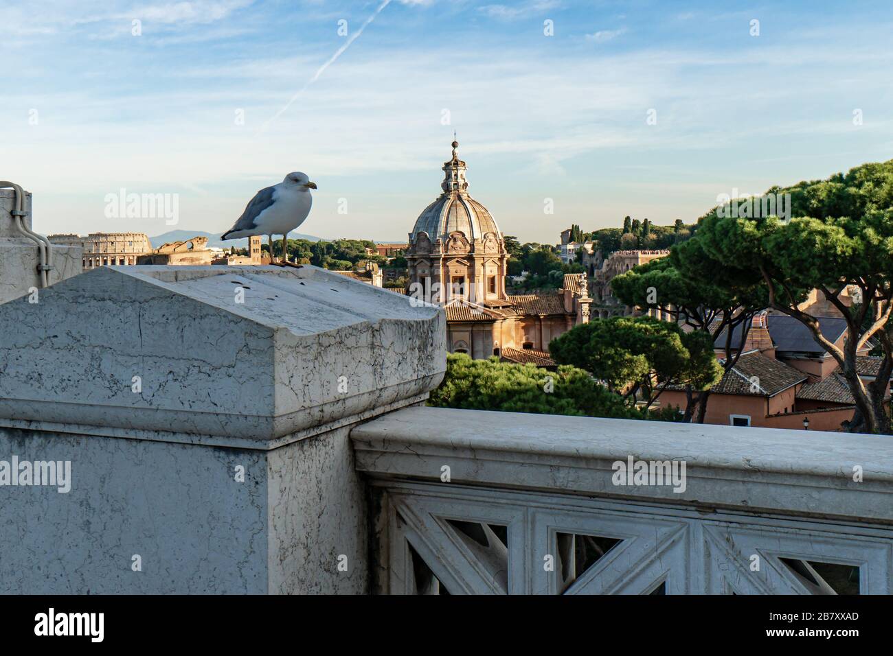 Vista panoramica dal Monumento Vittorio Emanuele II, Roma, Lazio, Italia Foto Stock