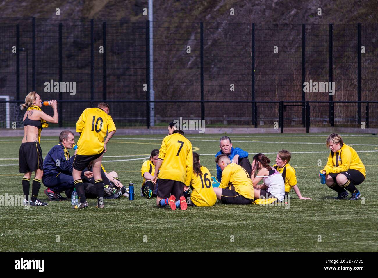 Calcio femminile a Ebbw vale, Galles. Foto Stock