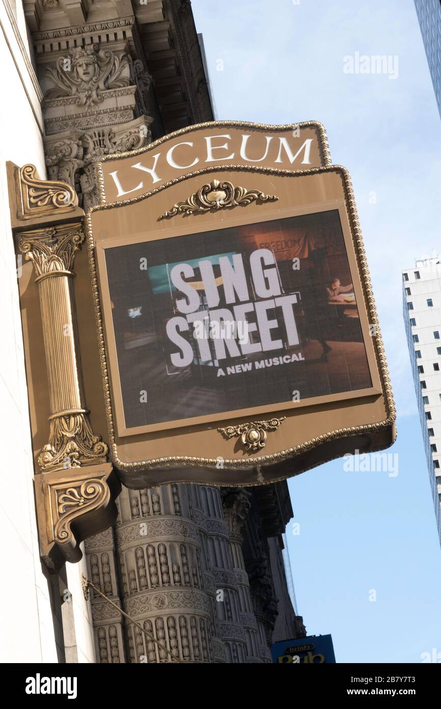 Lyceum Theatre con 'Sing Street' Marquee, 149 West 45th Street, NYC, USA Foto Stock