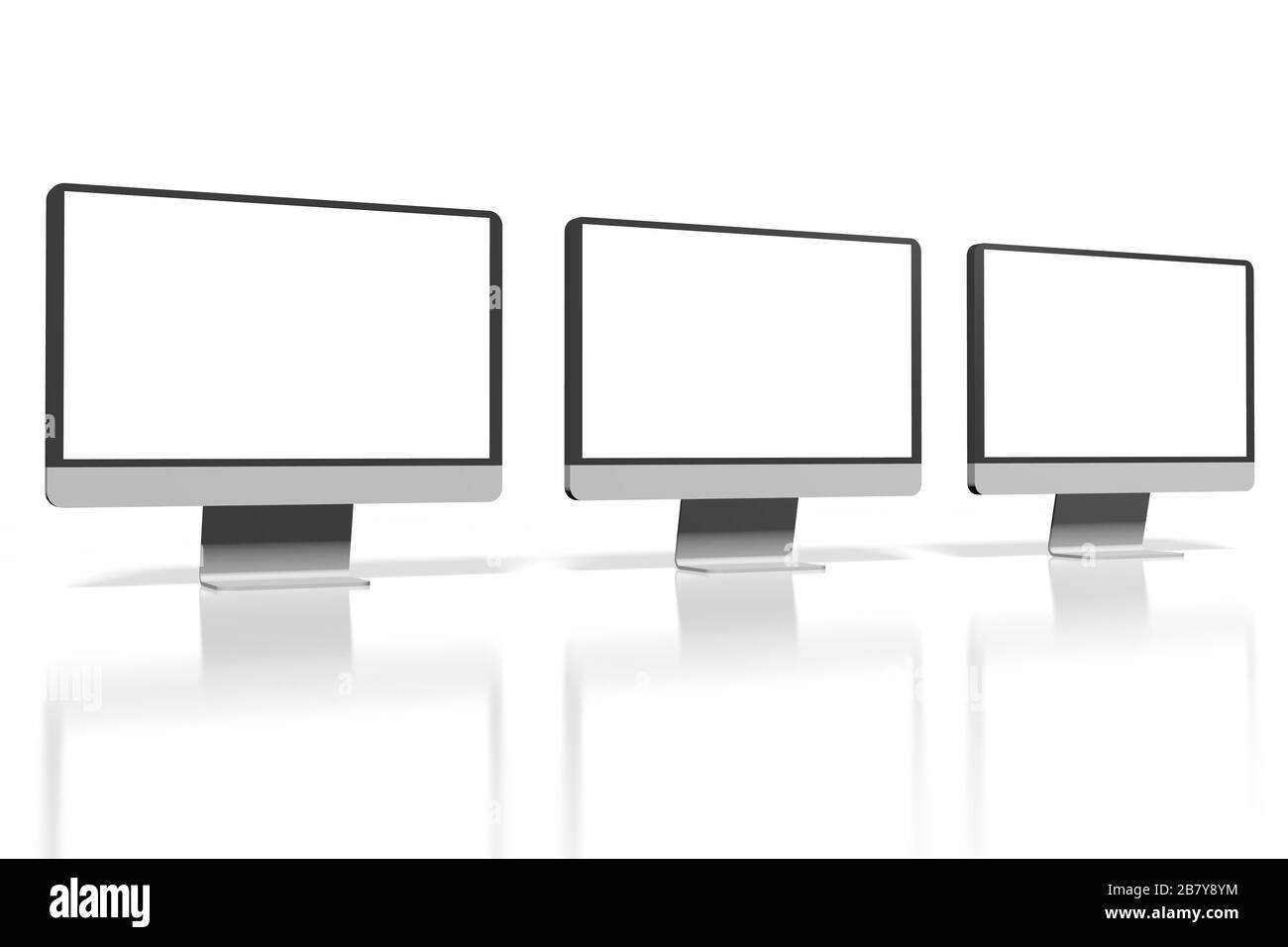 Monitor per computer moderni 3D - isolati su sfondo bianco Foto Stock