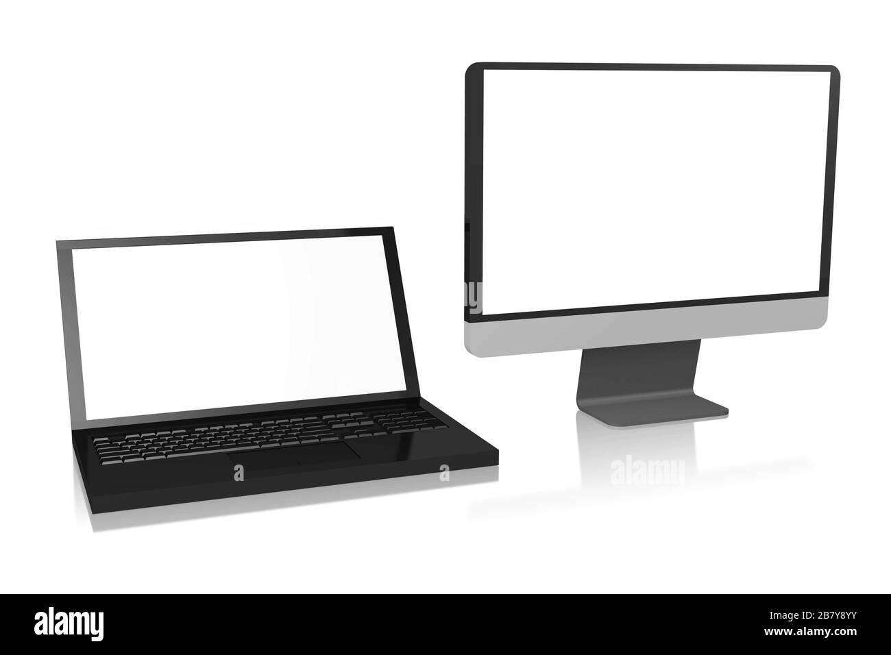 Illustrazione di computer e laptop in 3D Foto Stock