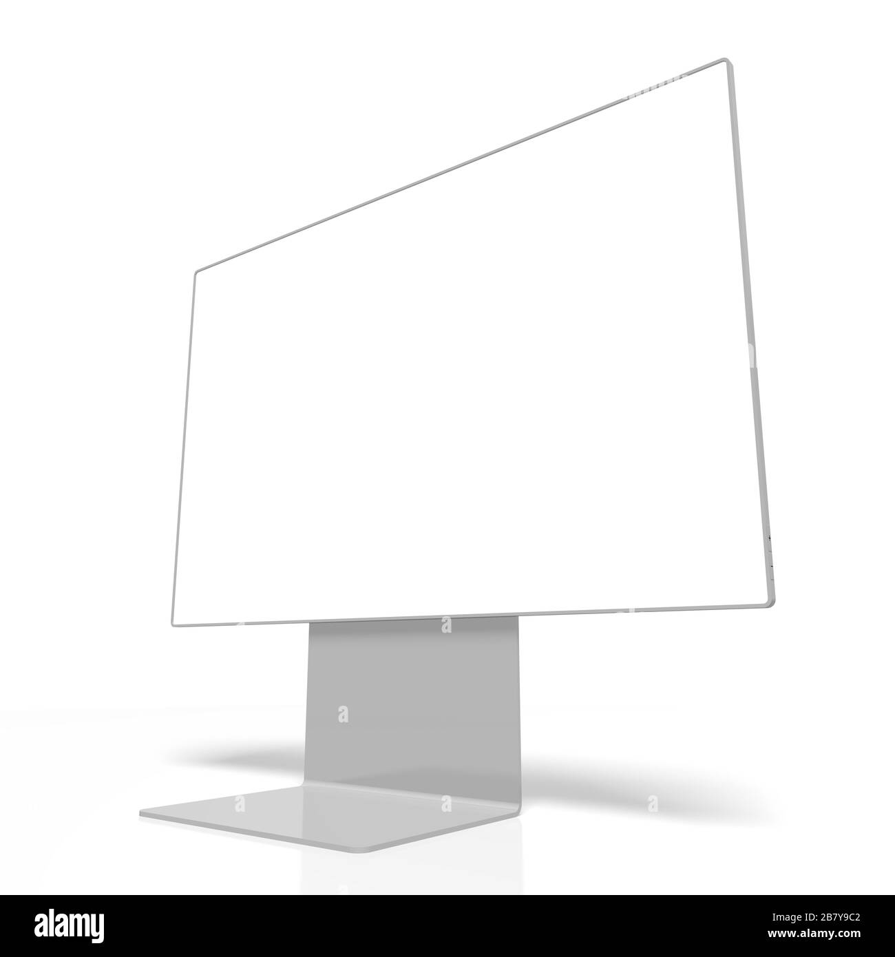 Monitor senza marchio 3D con schermo vuoto su sfondo bianco, ottimo come modello Foto Stock