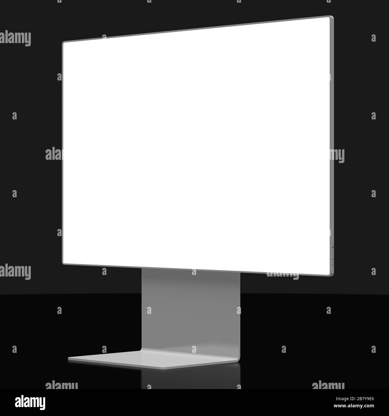 Monitor senza brandless 3D con schermo vuoto su sfondo nero, ottimo come modello Foto Stock