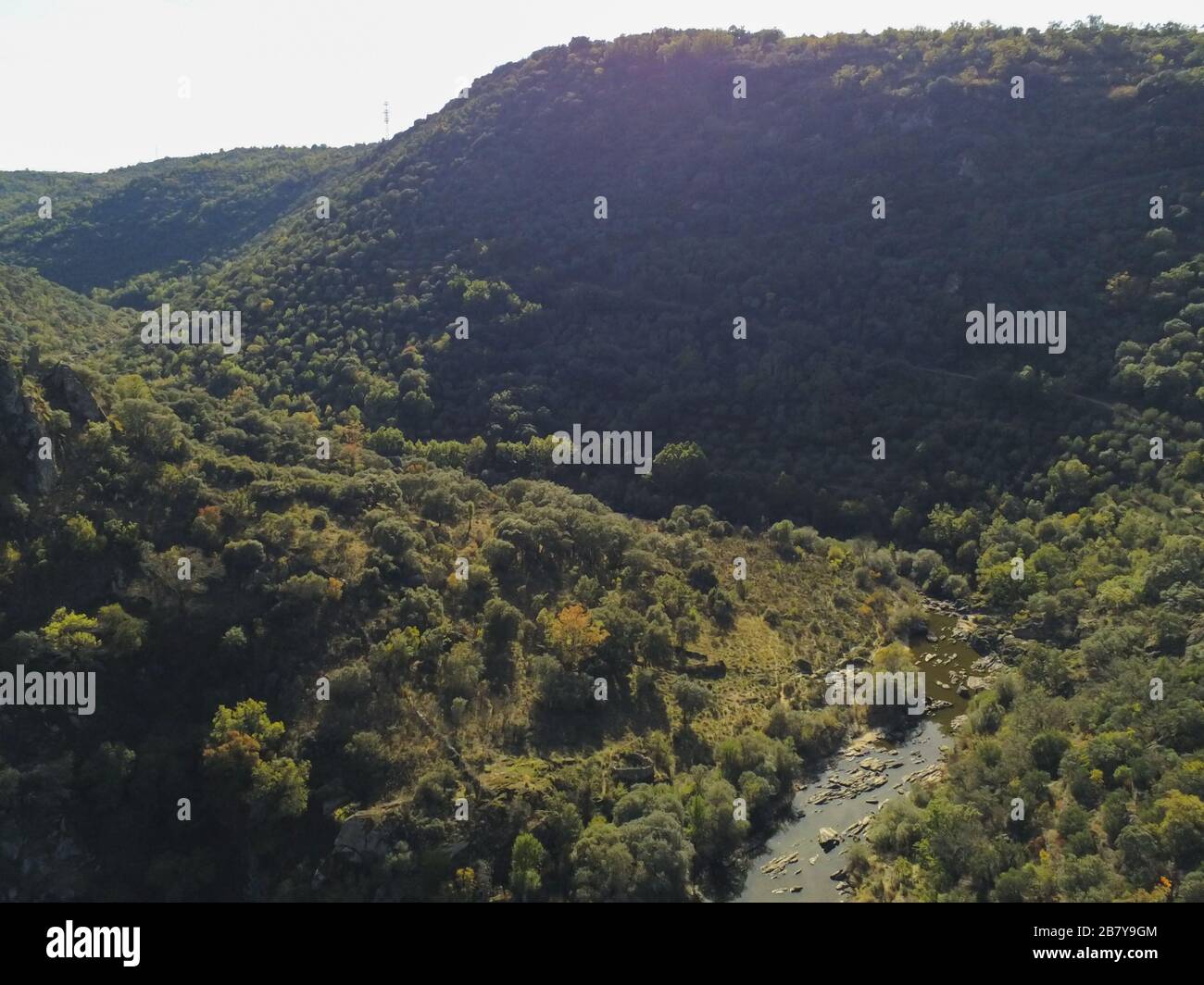 Bella foto di montagne boscose a Salamanca, Spagna Foto Stock