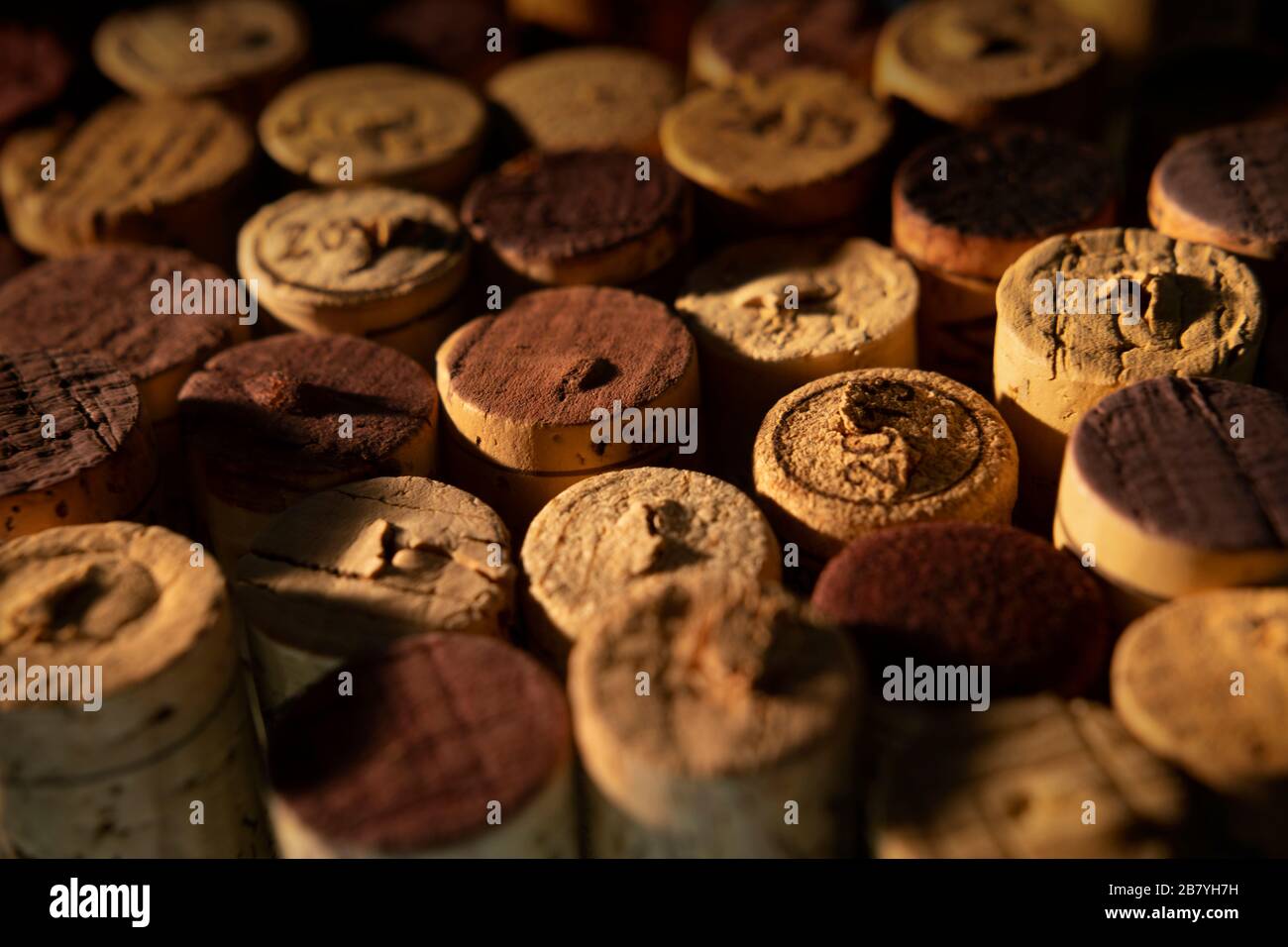 Raccolta di tappi di vino Foto Stock