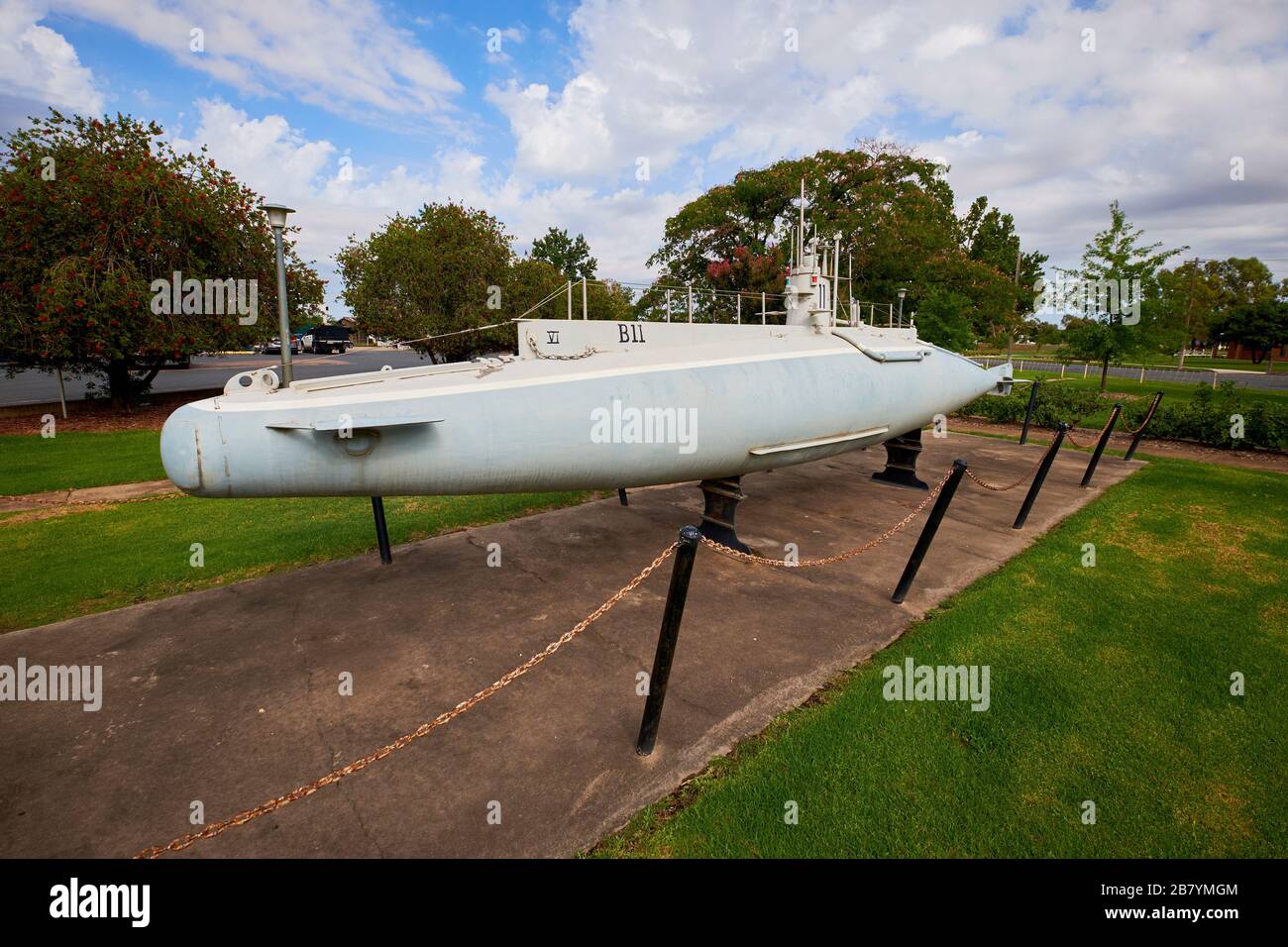 Un modello in scala del sottomarino B11. Al Commander Holbrook Park di Hollbrook, NSW, Australia. Foto Stock