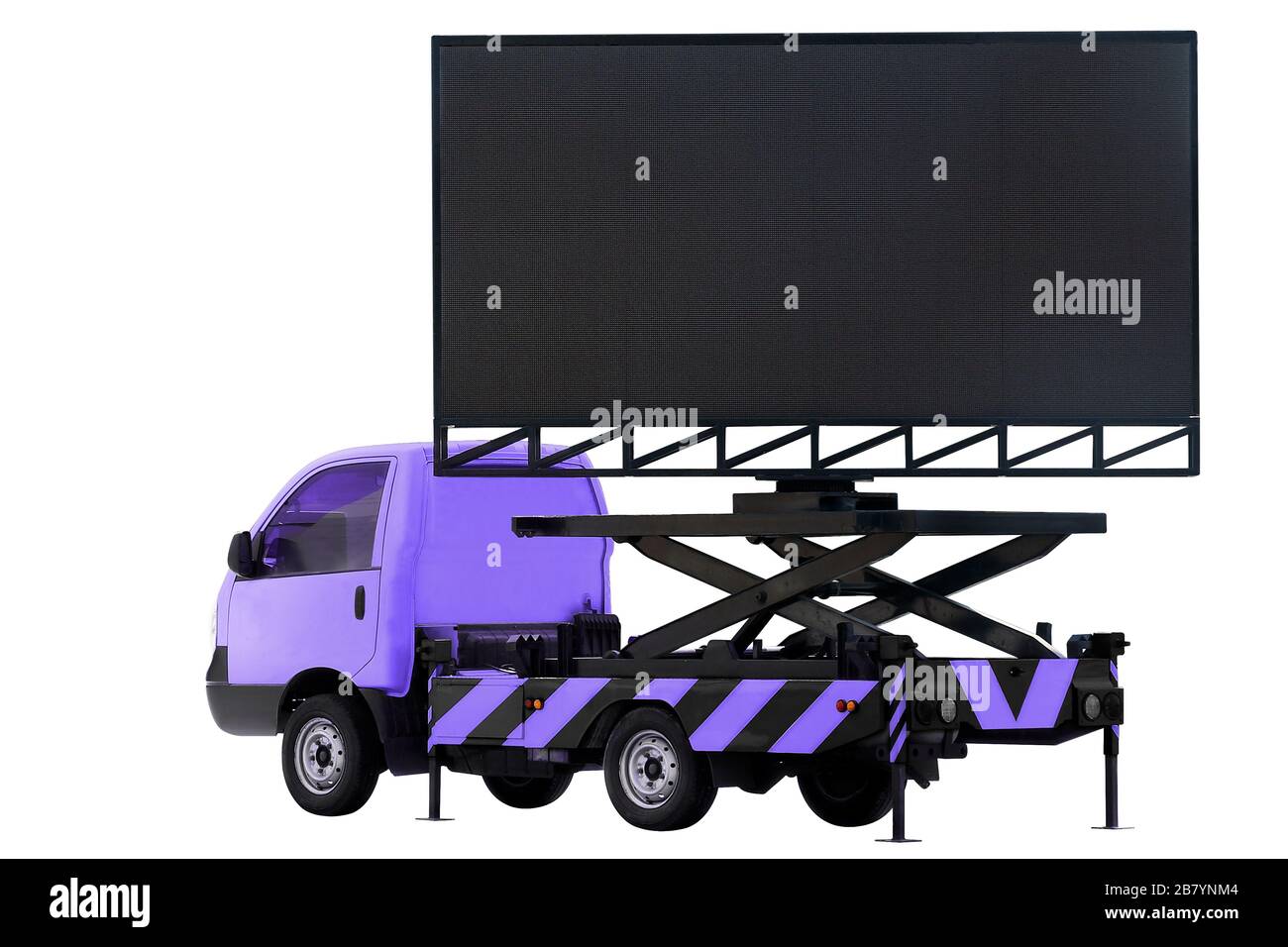 Affissioni su auto colore viola pannello LED per segnaletica Pubblicità isolato su sfondo bianco Foto Stock