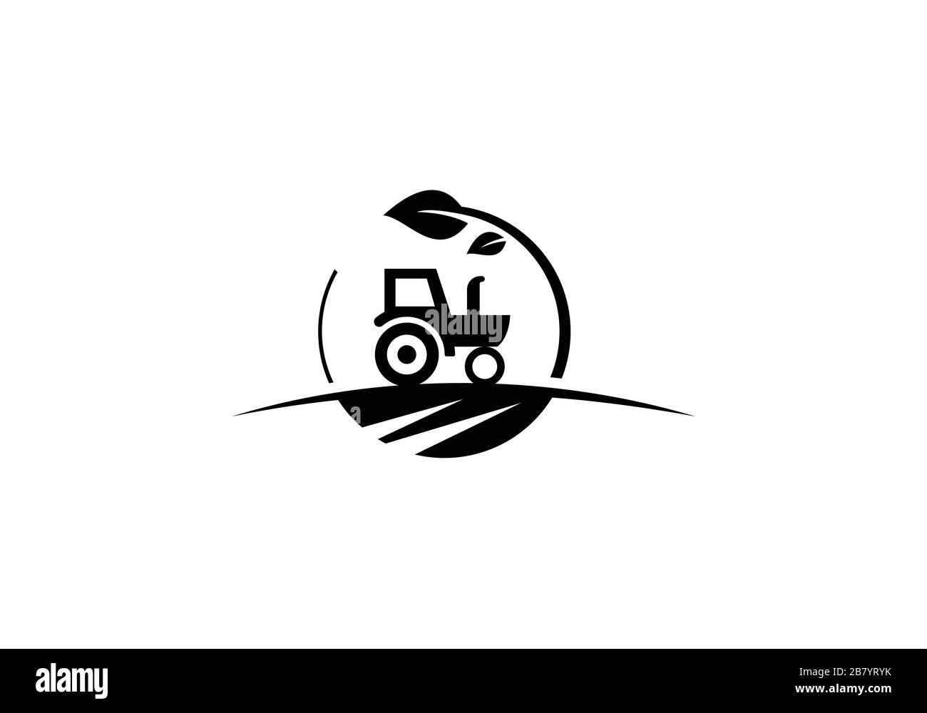 Logo trattore o modello logo azienda, adatto per qualsiasi attività relativa ai settori agricoli. Illustrazione Vettoriale