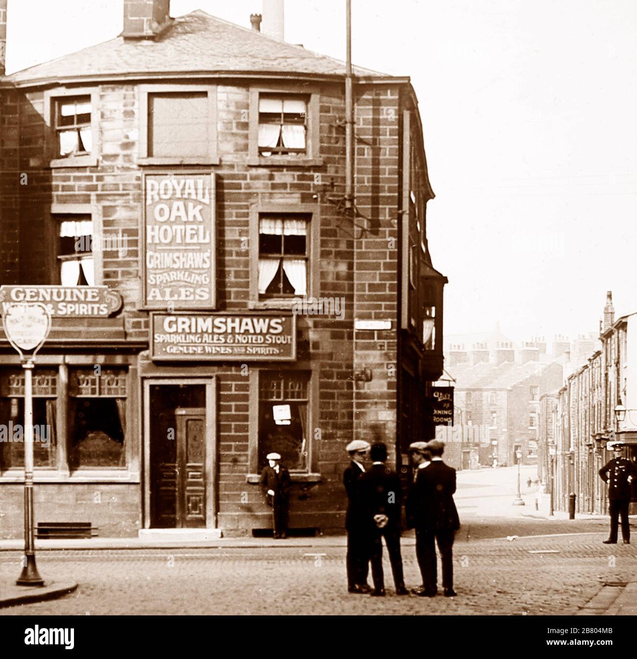 Royal Oak Hotel, Burnley, Lancashire, primi del 1900 Foto Stock