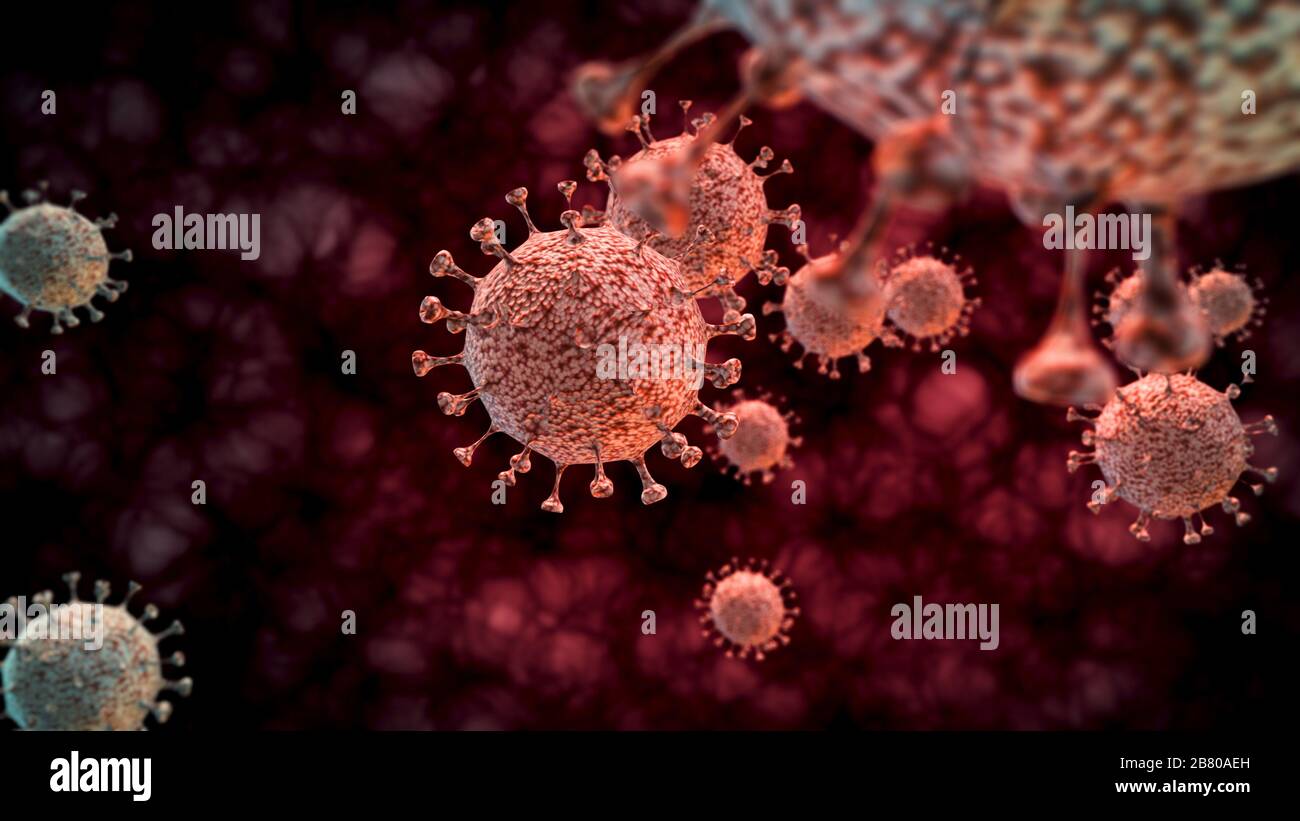 Coronavirus 3D illustrazione. Covid-2019. Ncov Foto Stock