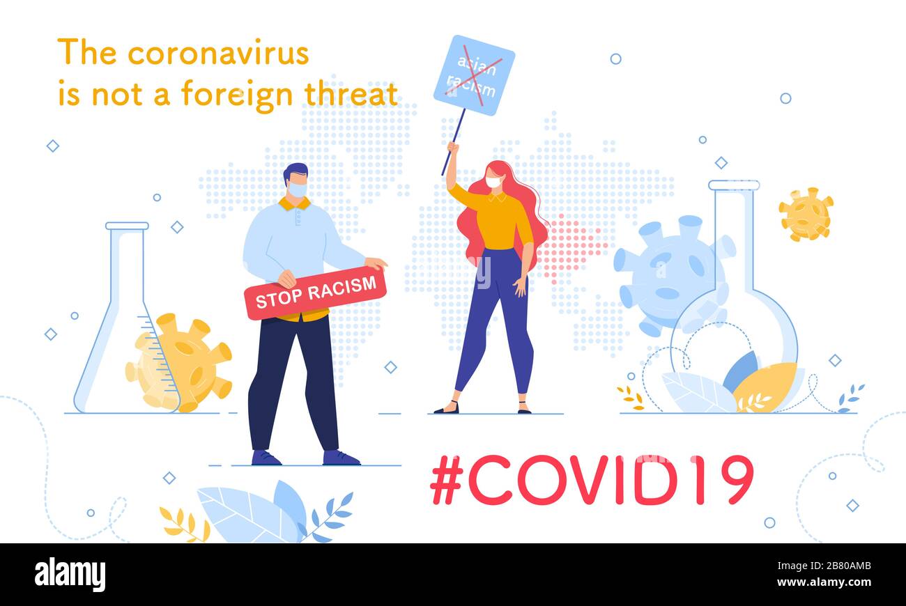 Fermare il razzismo asiatico a causa della Pandemia di Coronavirus Illustrazione Vettoriale