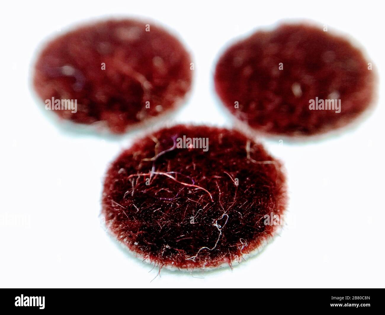 Adesivo rosso Bindiya su sfondo bianco Foto Stock