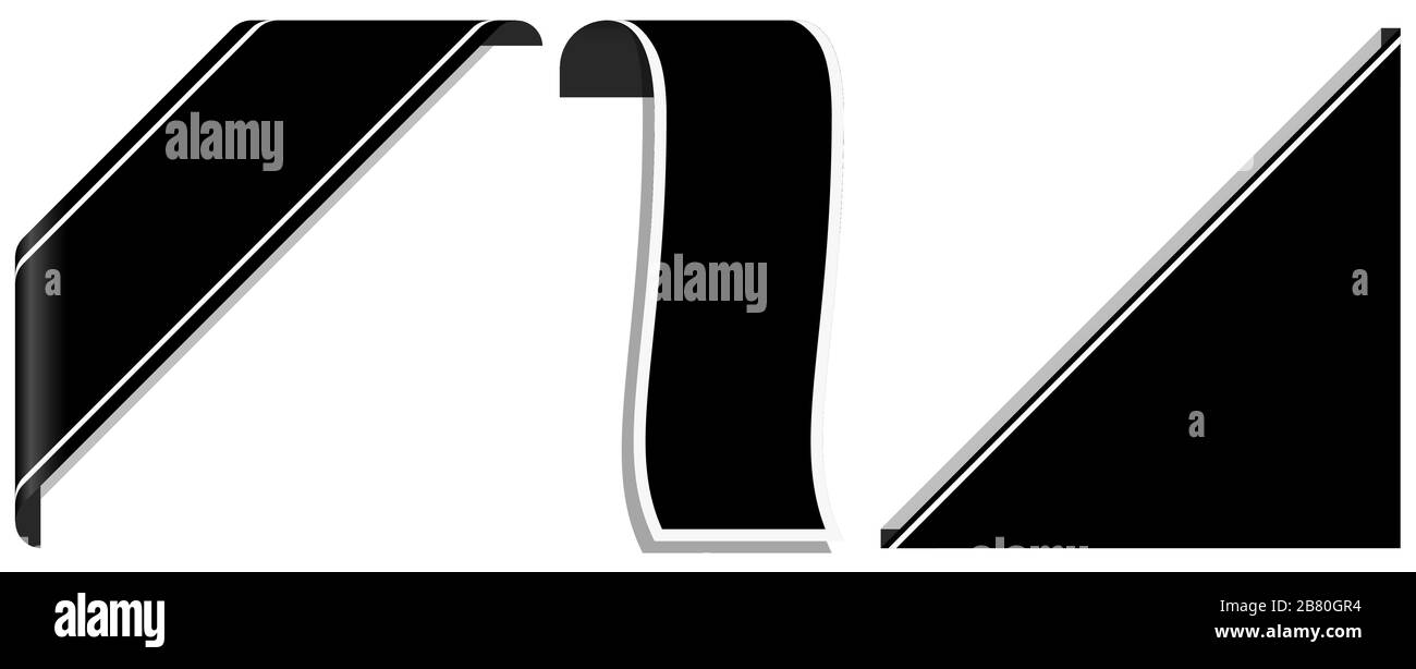 concetto di lutto con nastro nero di consapevolezza e banner diversi Illustrazione Vettoriale