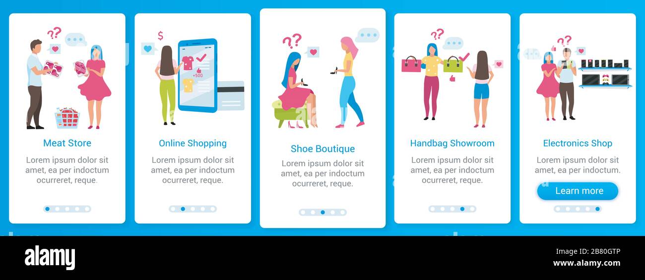 Modello vettoriale per la schermata dell'app mobile per i clienti che fanno la scelta Illustrazione Vettoriale