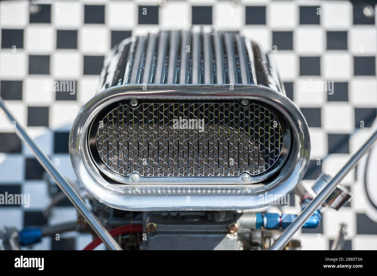 presa d'aria supercharger su un veicolo da corsa ad alte prestazioni Foto Stock