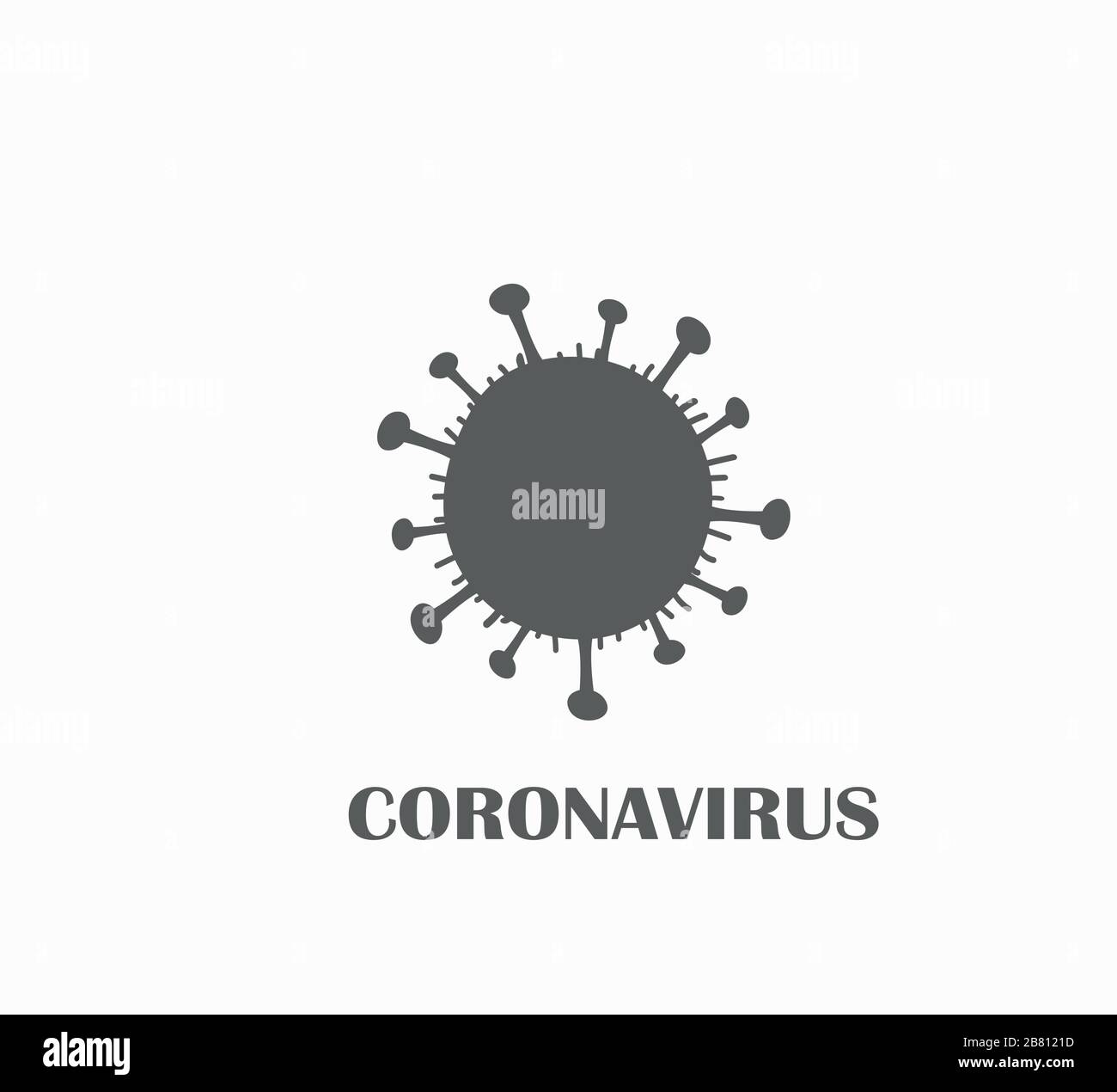Coronavirus, icona COVID-19 immagine vettoriale piatta. Pandemia mondiale 2020. Sindrome di Wuhan. Coronavirus silhouette su sfondo isolato Illustrazione Vettoriale