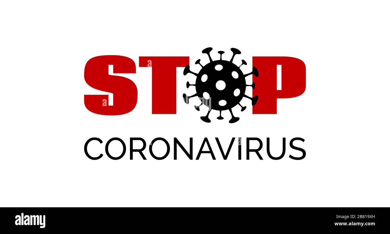 Interrompere il coronavirus. Banner grafico Vector minimal, poster per prevenzione covid-19 Illustrazione Vettoriale