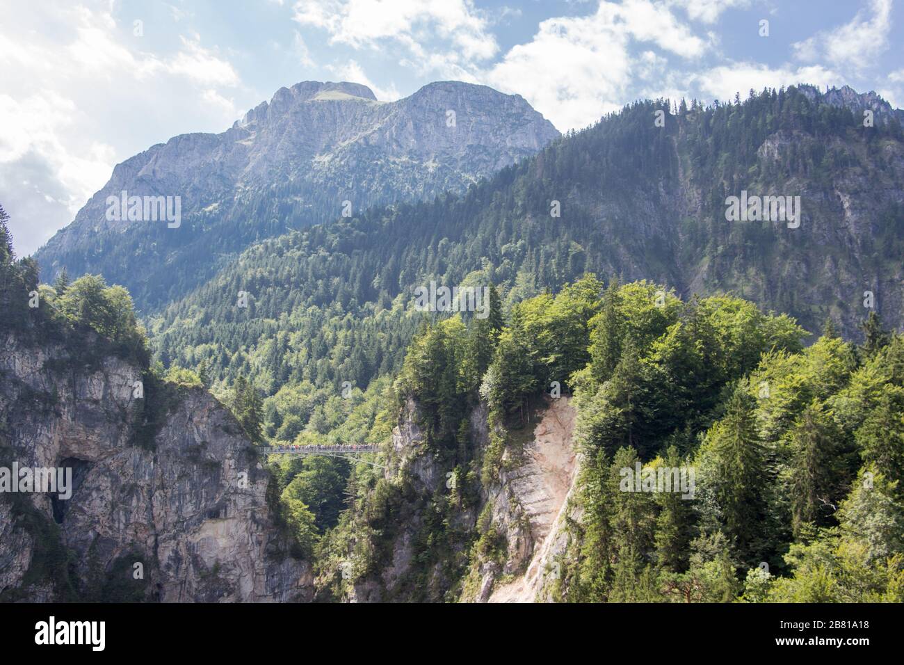 Vista da Neuschwanstein Marien ponte valle Tegelberg Foto Stock