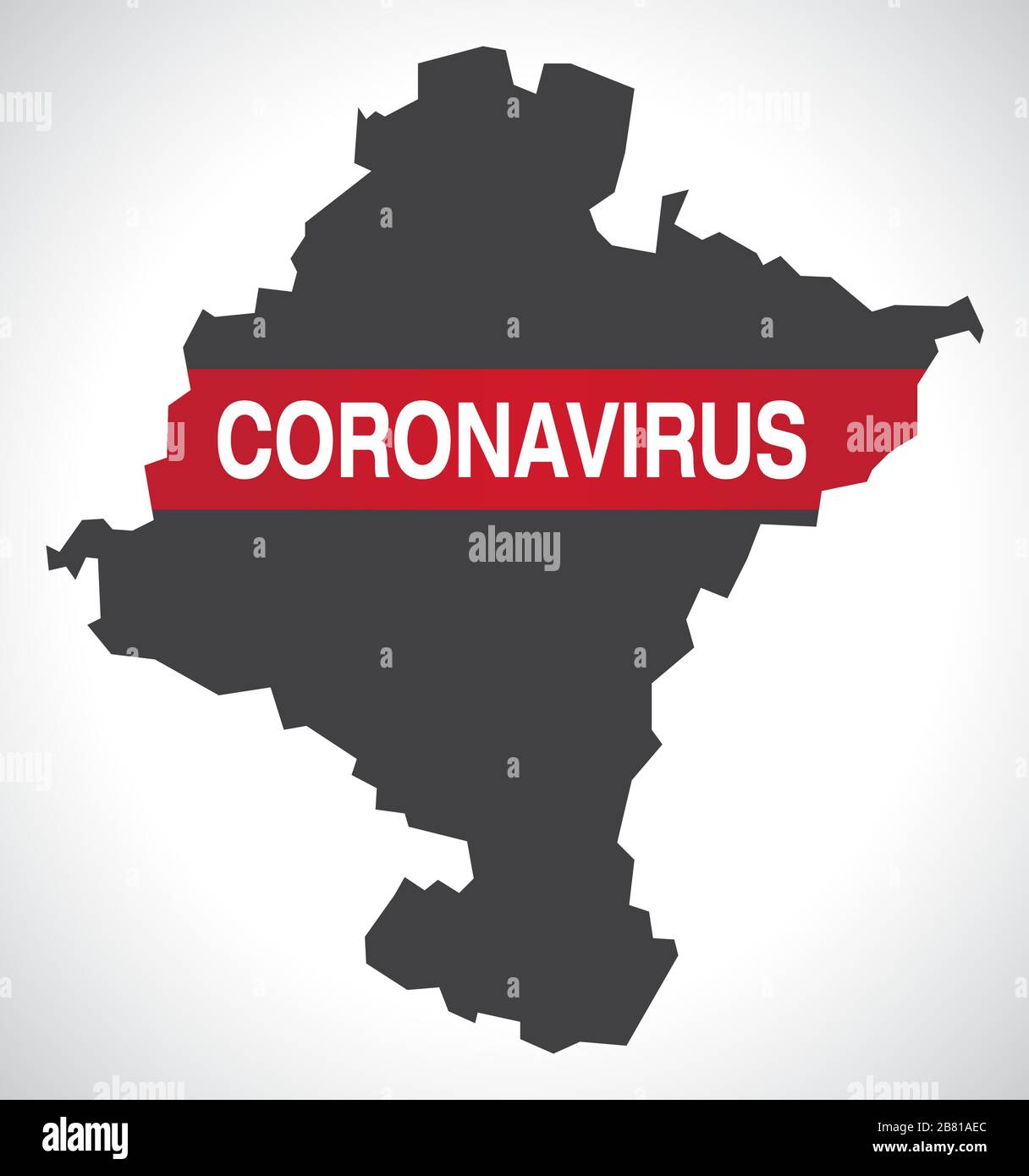 Mappa della regione della Navarra SPAGNA con l'illustrazione di avvertenza di Coronavirus Illustrazione Vettoriale