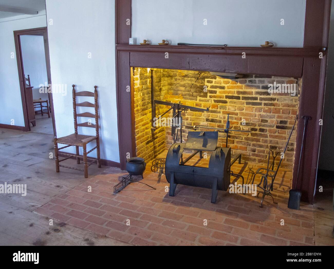 Interno del luogo di nascita di John Adams in Quincy Massachusetts Foto Stock