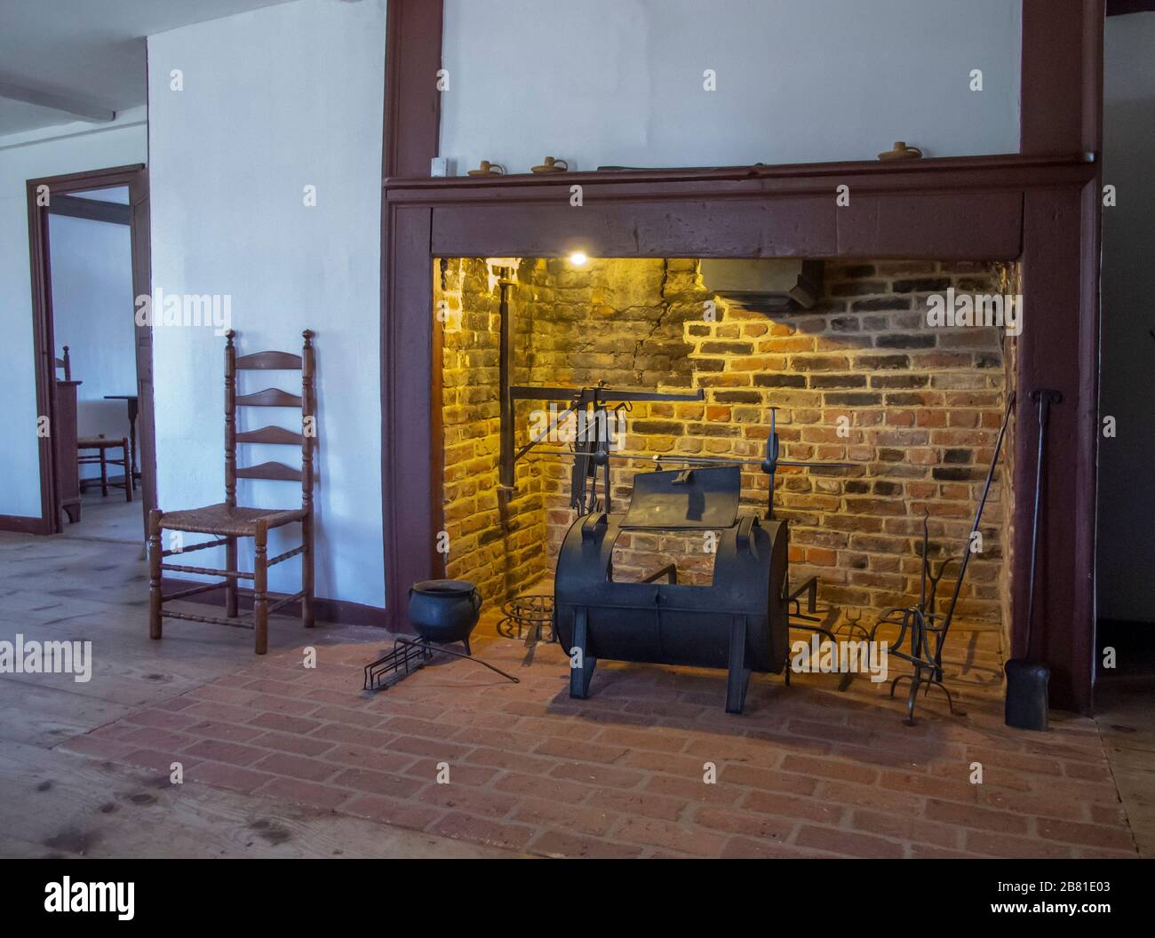 Interno del luogo di nascita di John Adams in Quincy Massachusetts Foto Stock