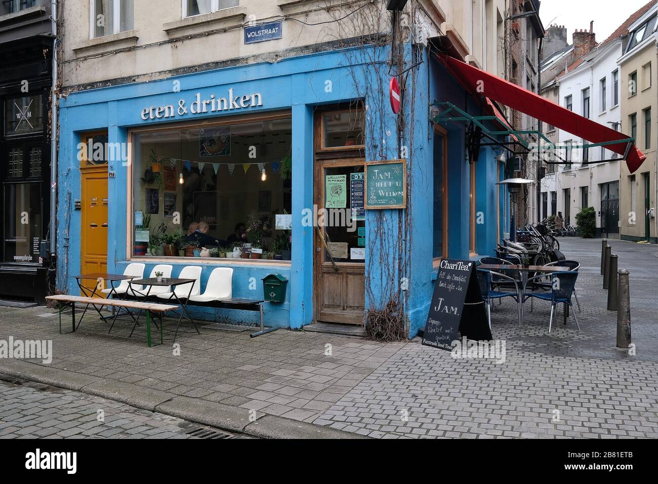 Cafe Jam nella città vecchia di Anversa. Foto Stock