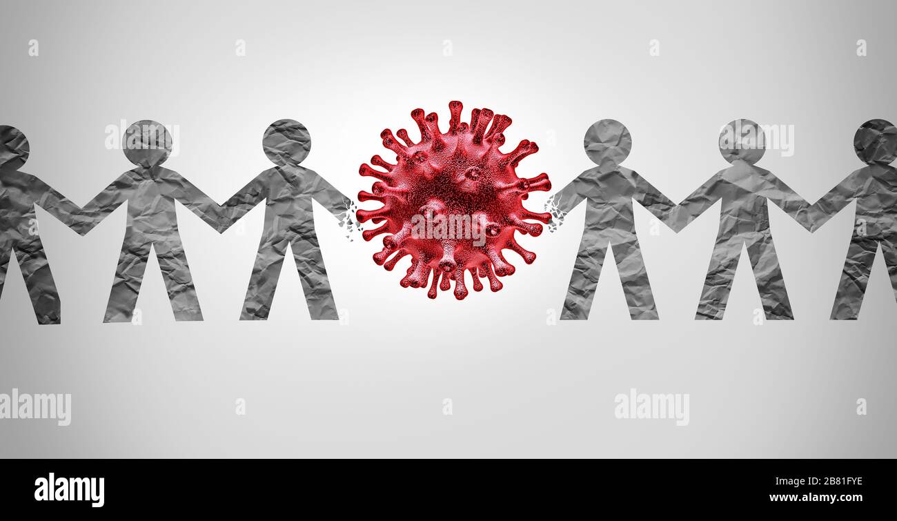 Controllo della malattia a distanza dell'uomo e limitazione del contatto con le persone per evitare l'infezione da virus influenzale per limitare il nuovo coronavirus o il covid-19 infettivo. Foto Stock