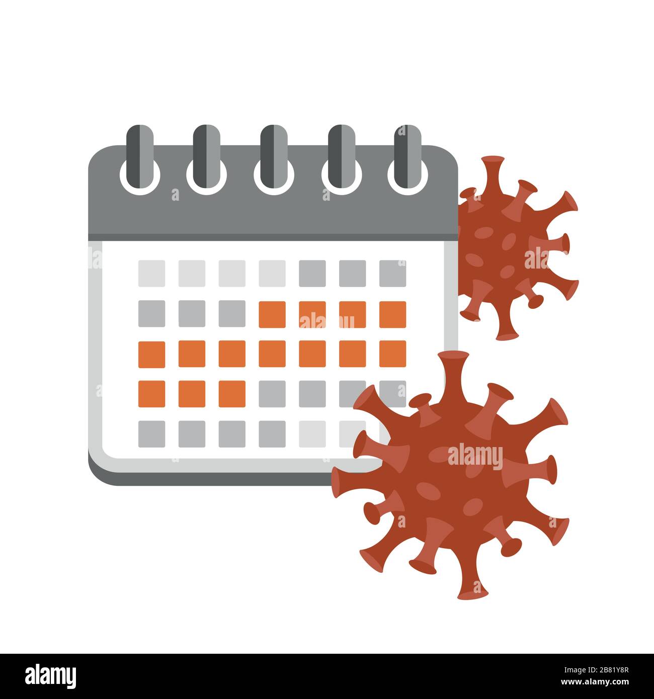 Virus del periodo di incubazione nell'illustrazione del vettore calendario rosso EPS10 Illustrazione Vettoriale