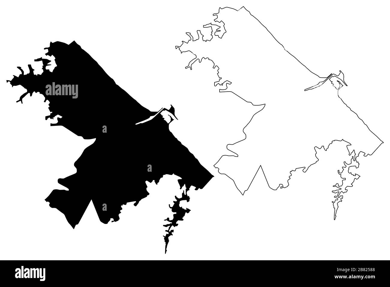 Città di Pescara (Repubblica Italiana, Italia, Abruzzo) mappa illustrazione vettoriale, schizzo di tela mappa Città di Pescara Illustrazione Vettoriale