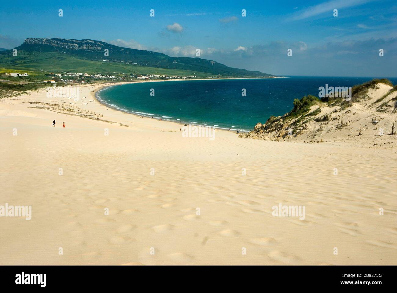 Playa de Bolonia, Tarifa, campo de Gibilterra, Costa de la Luz, Cádiz, Andalucía, España. Foto Stock
