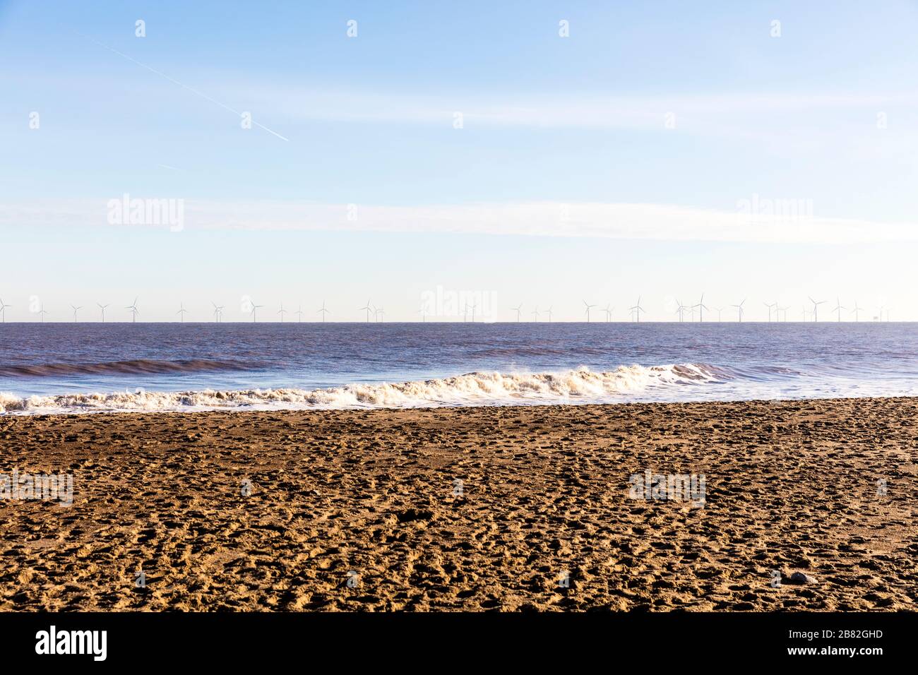 Lincs Wind Farm, lincs eolico offshore, eolico farm, offshore, eolico farm, Lincolnshire, UK, Skegness lincs eolico offshore, Skegness eolico, Foto Stock