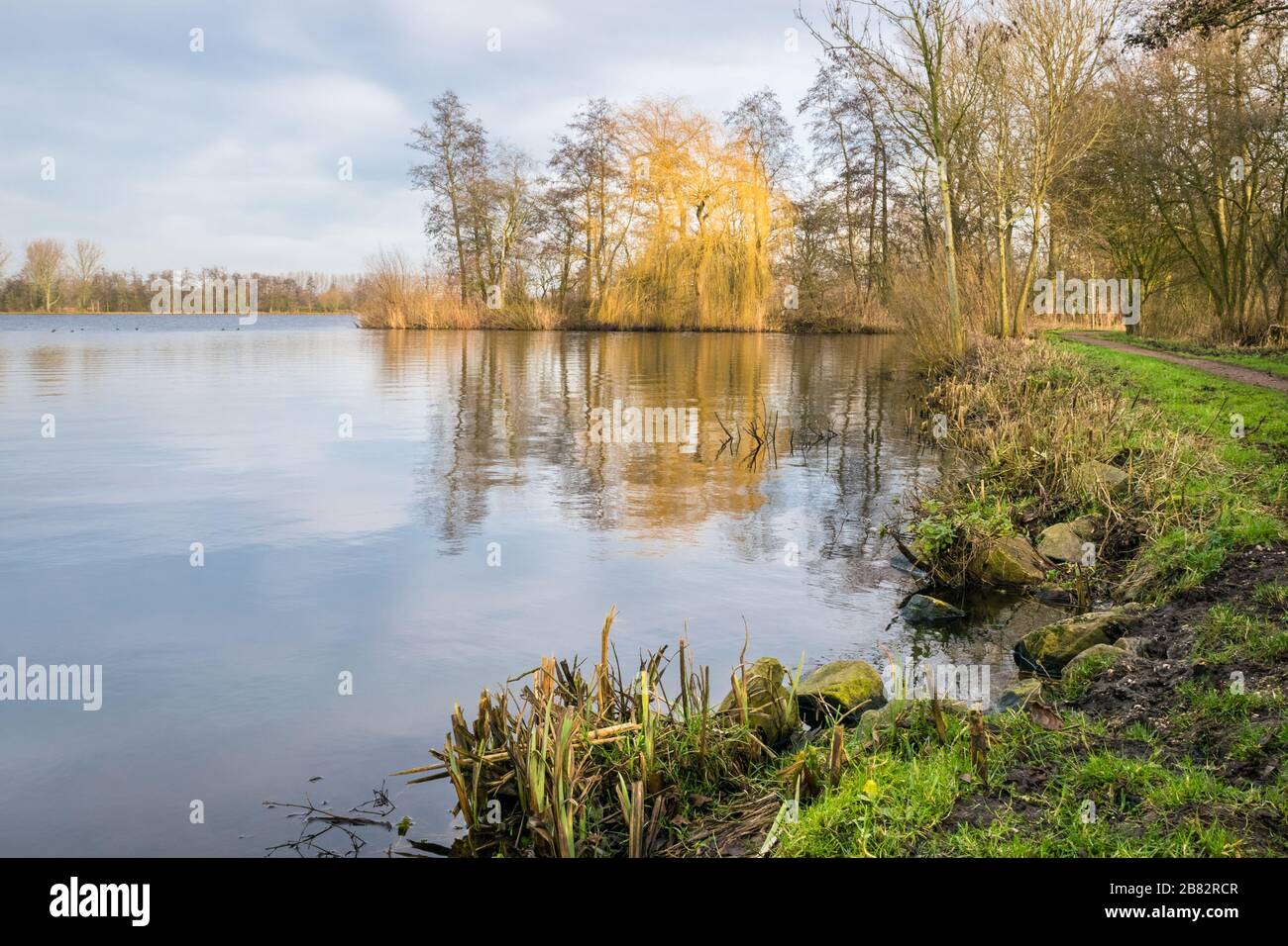 Lago panoramico nella zona ricreativa 't Weegje' vicino alla città di Gouda, Olanda. Foto Stock